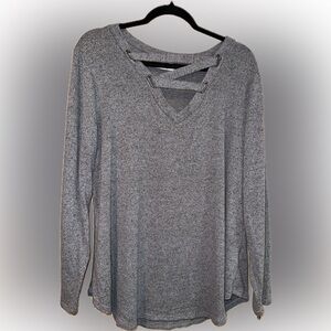 Maurices Charcoal Knit V-Neck Top